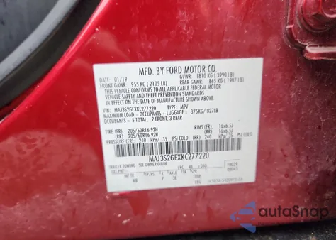 2019 Ford Ecosport Se from USA, damaged, VIN MAJ3S2GEXKC277220